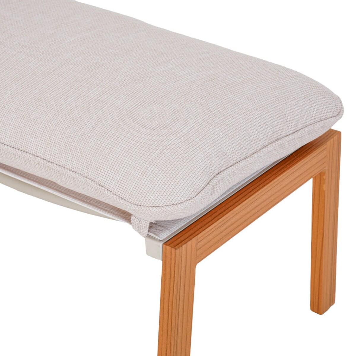 Leżak ogrodowy Kalem z podnóżkiem beżowy