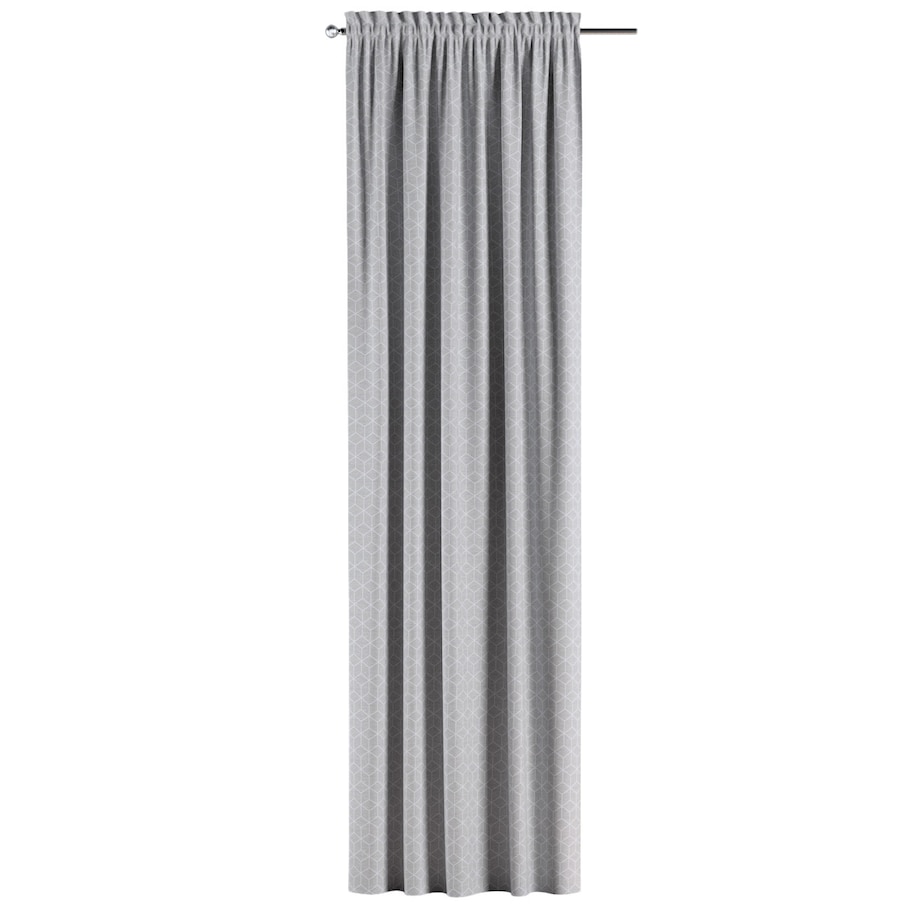 Zasłona na kanale z grzywką 1 szt. 130x245 wzór sześcianów na szarym tle