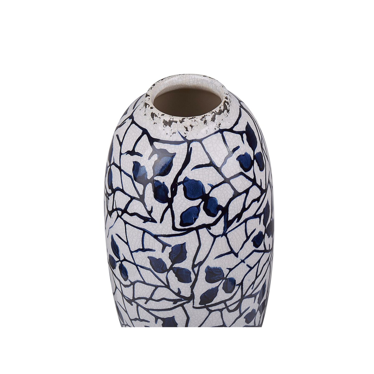 Wazon na kwiaty ceramiczny biały z niebieskim MUTILENE