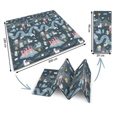 Mata piankowa edukacyjna składana dla dzieci duża 180x200 pianka xpe Nukido
