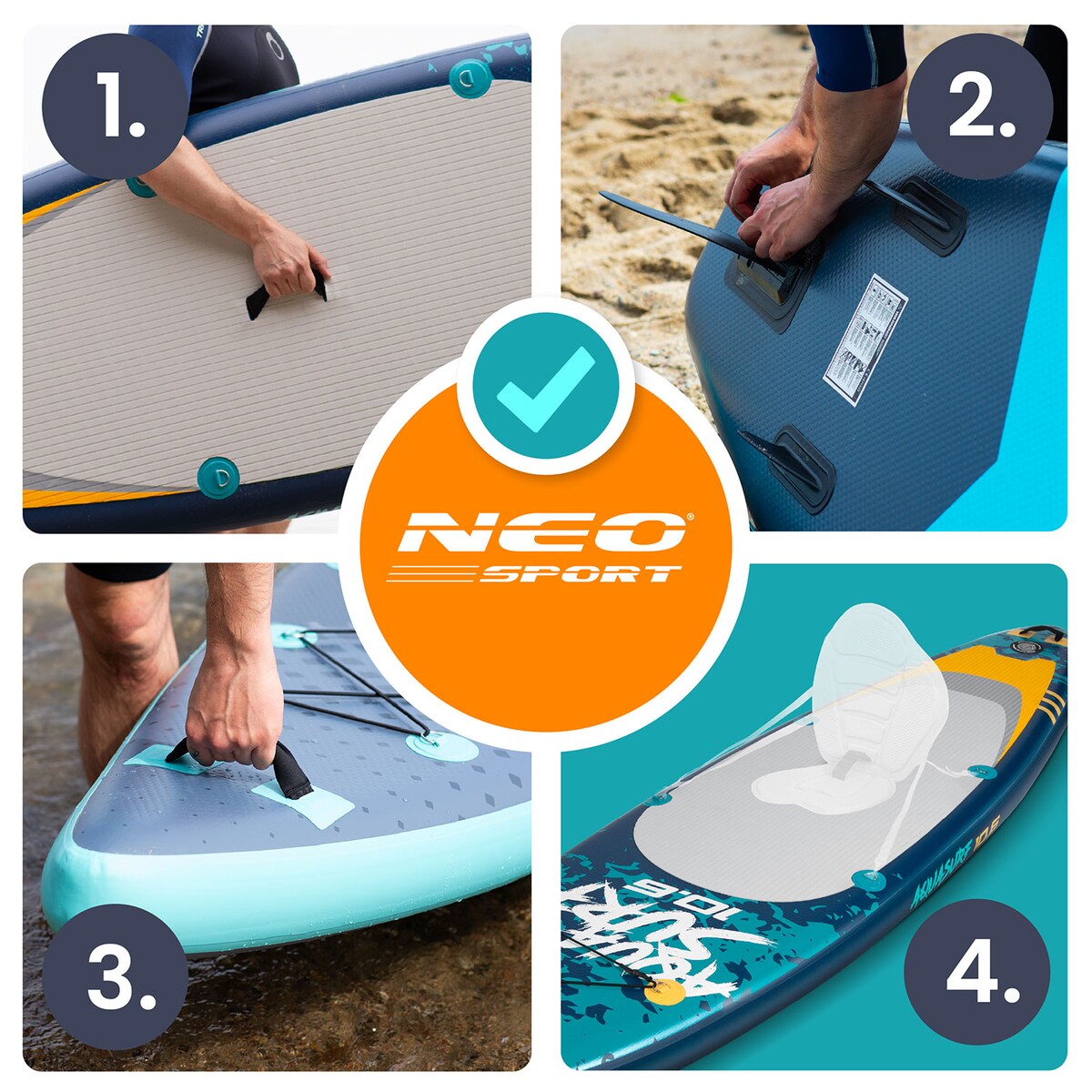 Deska SUP do pływania Neo-Sport pompowana STAND UP PADDLE Aquasurf 320cm ZESTAW