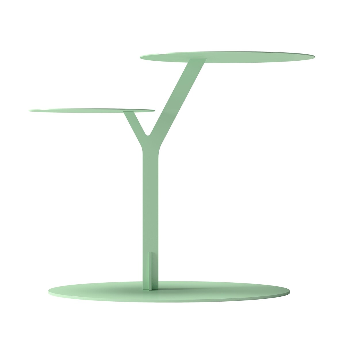 Stolik metalowy dwa blaty, kolor pudrowa zieleń