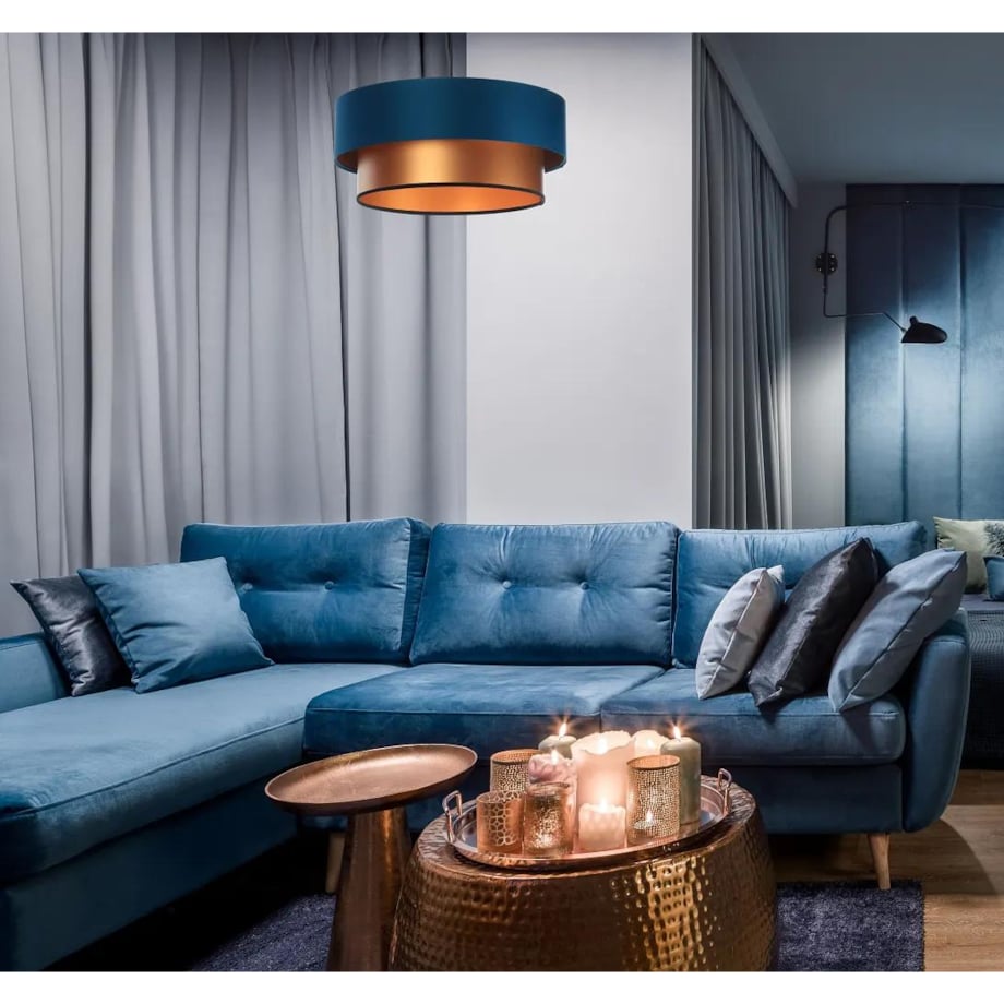 Lampa wisząca DOUBLE BLUE 40 granatowa/miedziana