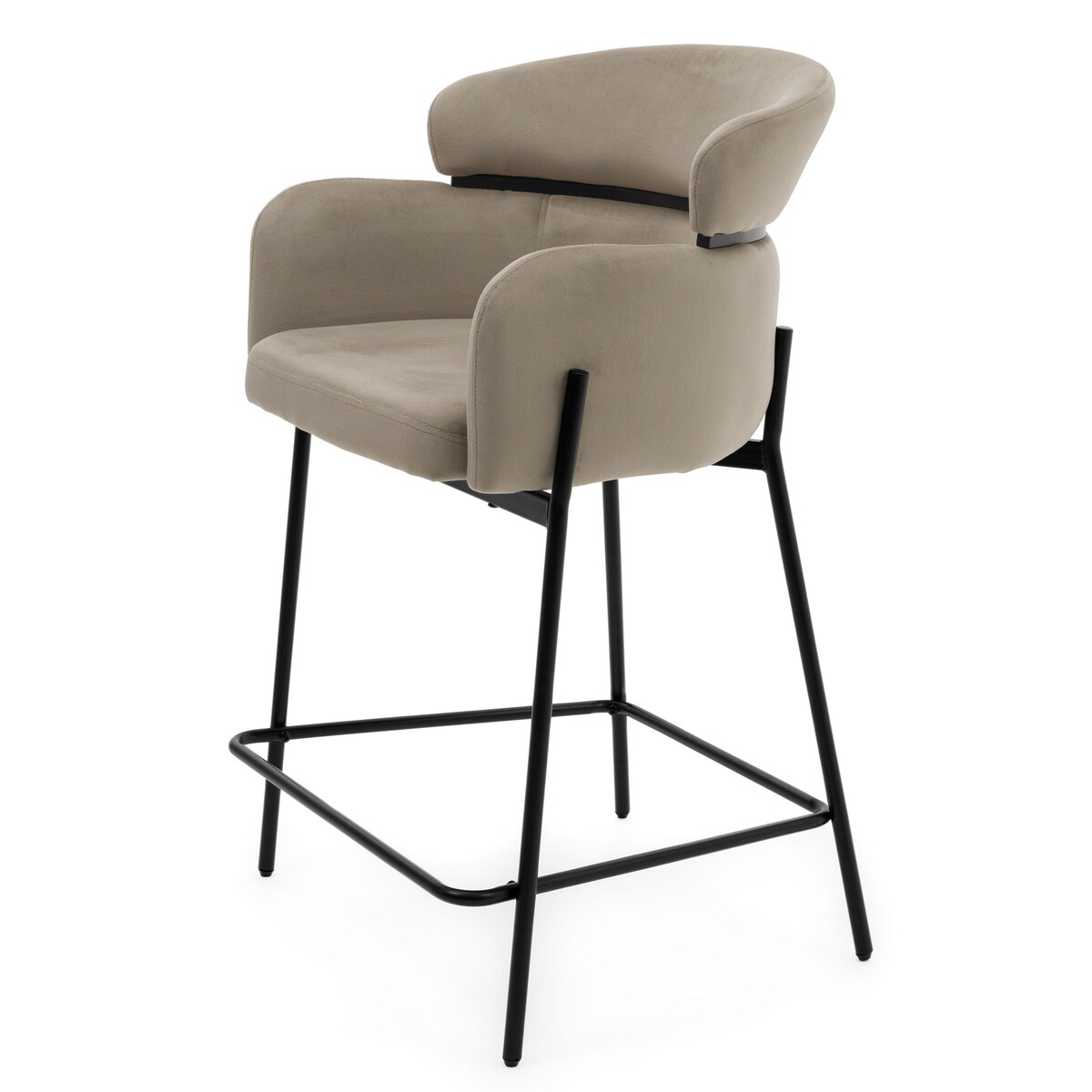 Hoker tapicerowany welurowy do salonu BOLZANO ciemnobeżowy