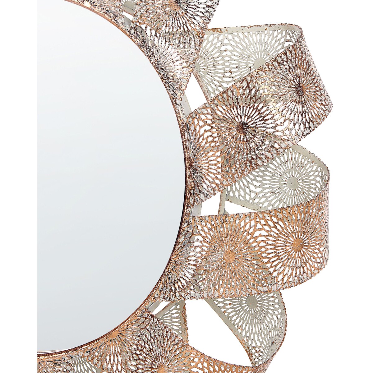 Lustro ścienne ø 54 cm biało-miedziane MANGALORE