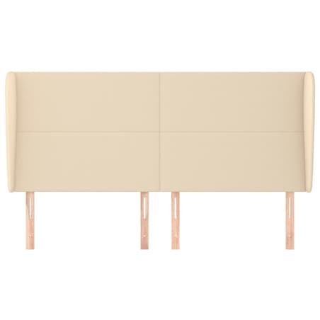 vidaXL Zagłówek uszak, kremowy, 183x23x118/128 cm, tkanina