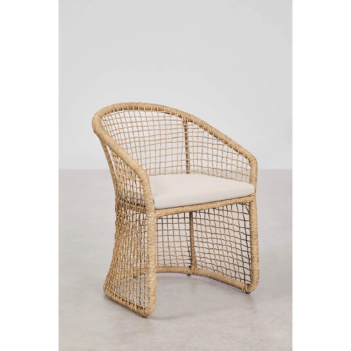 Krzesło ogrodowe z podłokietnikami ze stali i syntetycznego rattanu Liparian