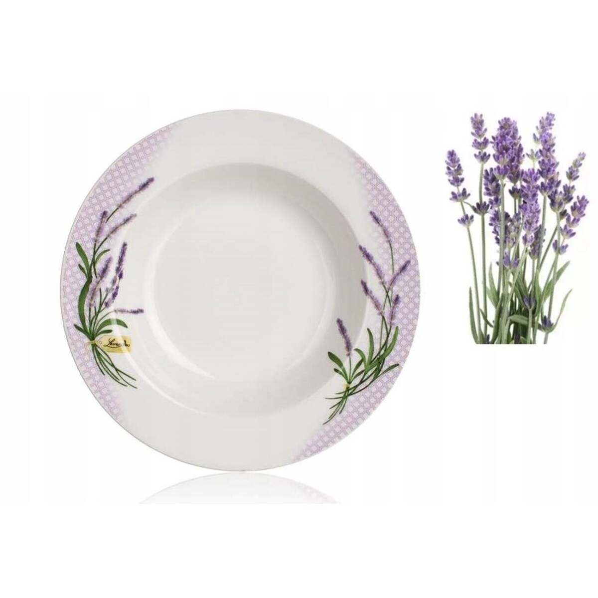 TALERZE obiadowe głębokie na zupę jedzenie komplet LAWENDA 6x 21 cm okrągłe