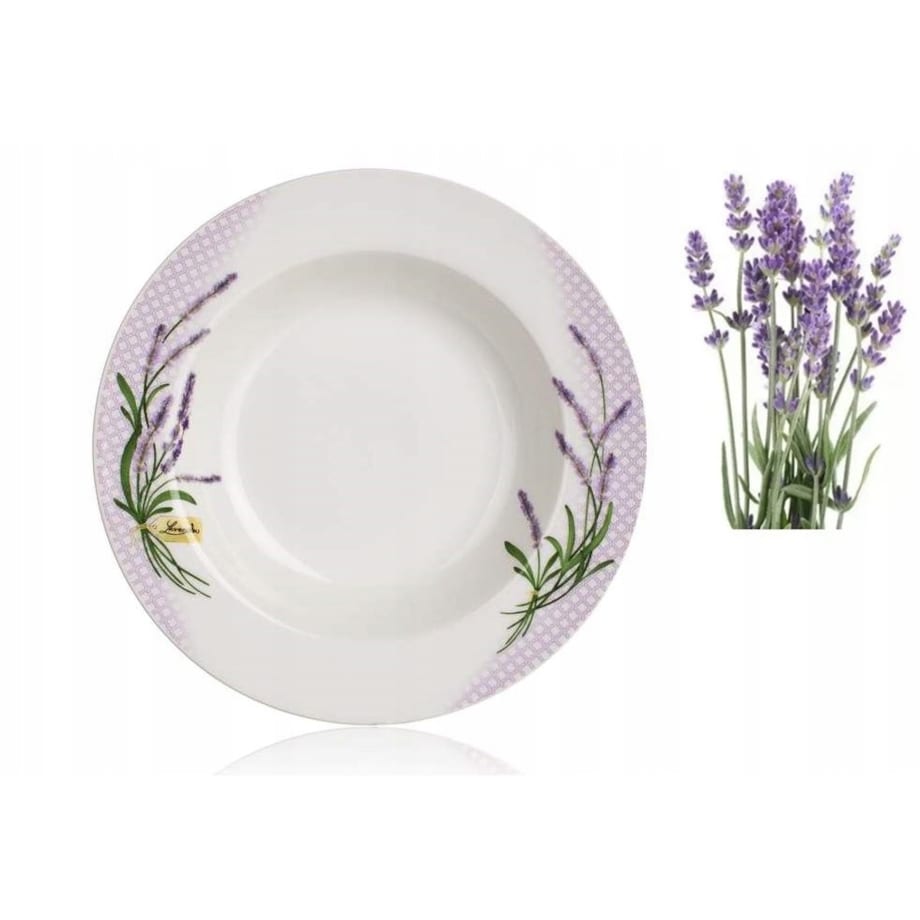 TALERZE obiadowe głębokie na zupę jedzenie komplet LAWENDA 6x 21 cm okrągłe