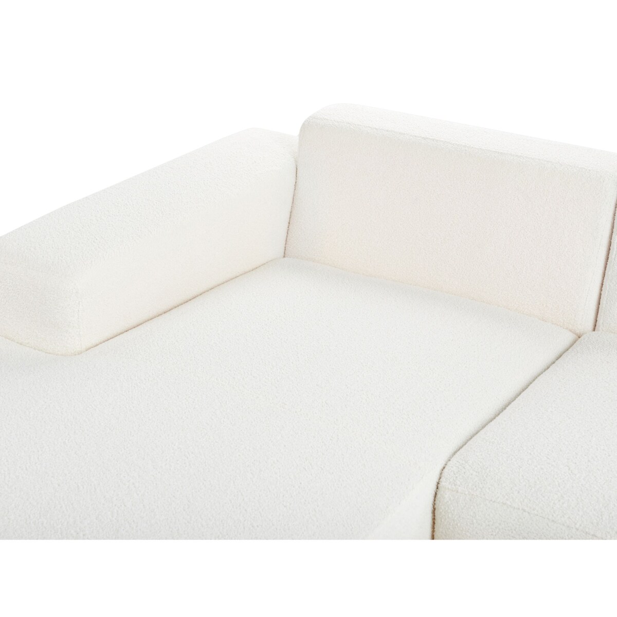 Narożnik LUNGO Boucle Biały dla 4 osób Prawostronny
