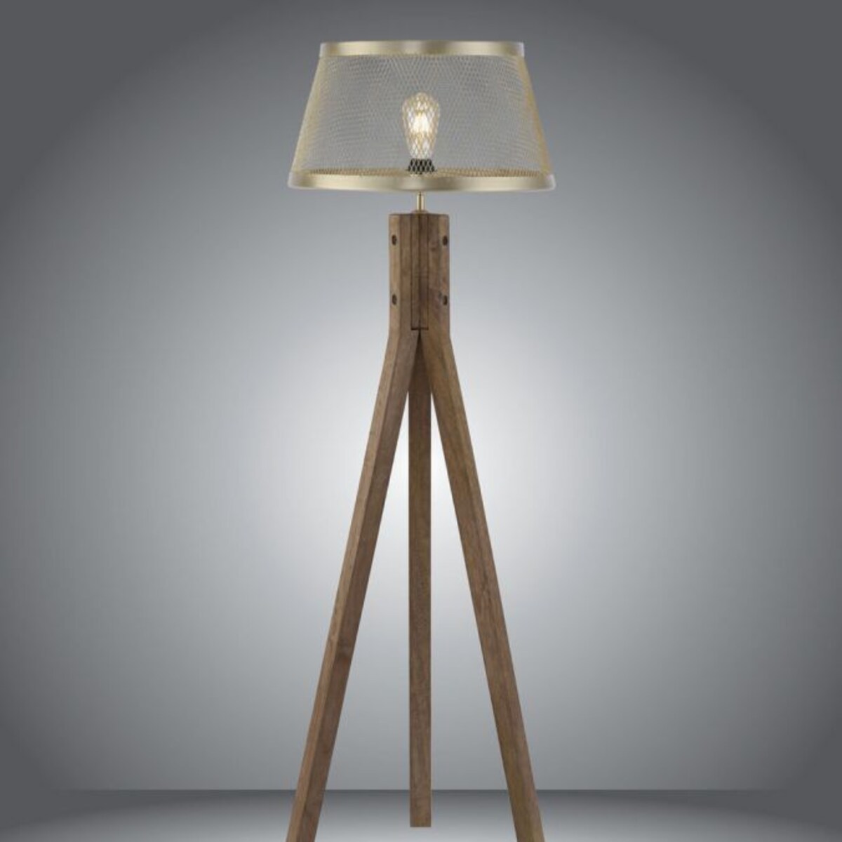 Lampa sypialniana Frederik 11424-60 drewniana z kloszem mosiądz