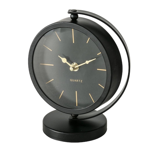 Zegar stołowy czarny BALIA, złote wskazówki, 20 cm