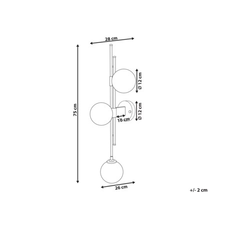 Lampa ścienna 3-punktowa metalowa złota TULIJA
