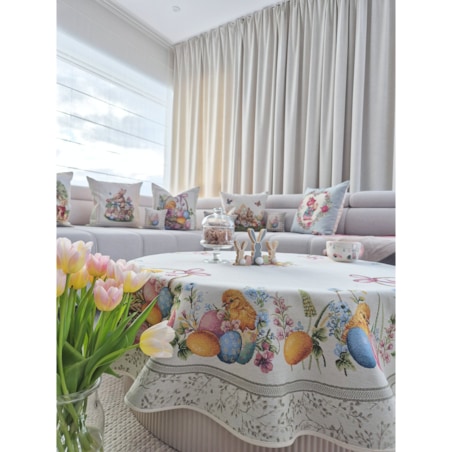 Obrus Wielkanocny 140 Cm Na Stół Ozdobny Dekoracyny Okrągły