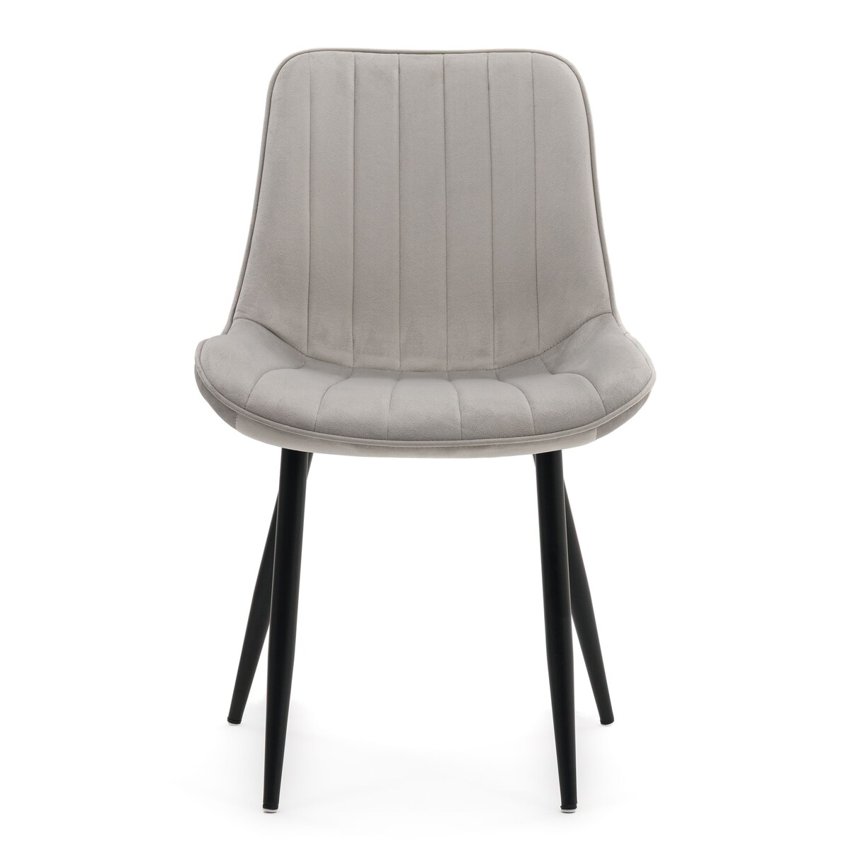 Krzesło welurowe tapicerowane ELVA szare do salonu jadalni na czarnych nogach