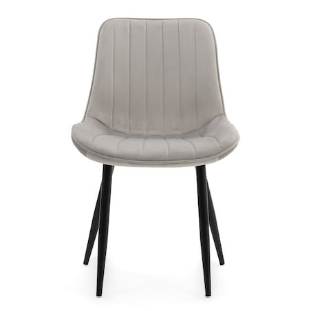 Krzesło welurowe tapicerowane ELVA szare do salonu jadalni na czarnych nogach
