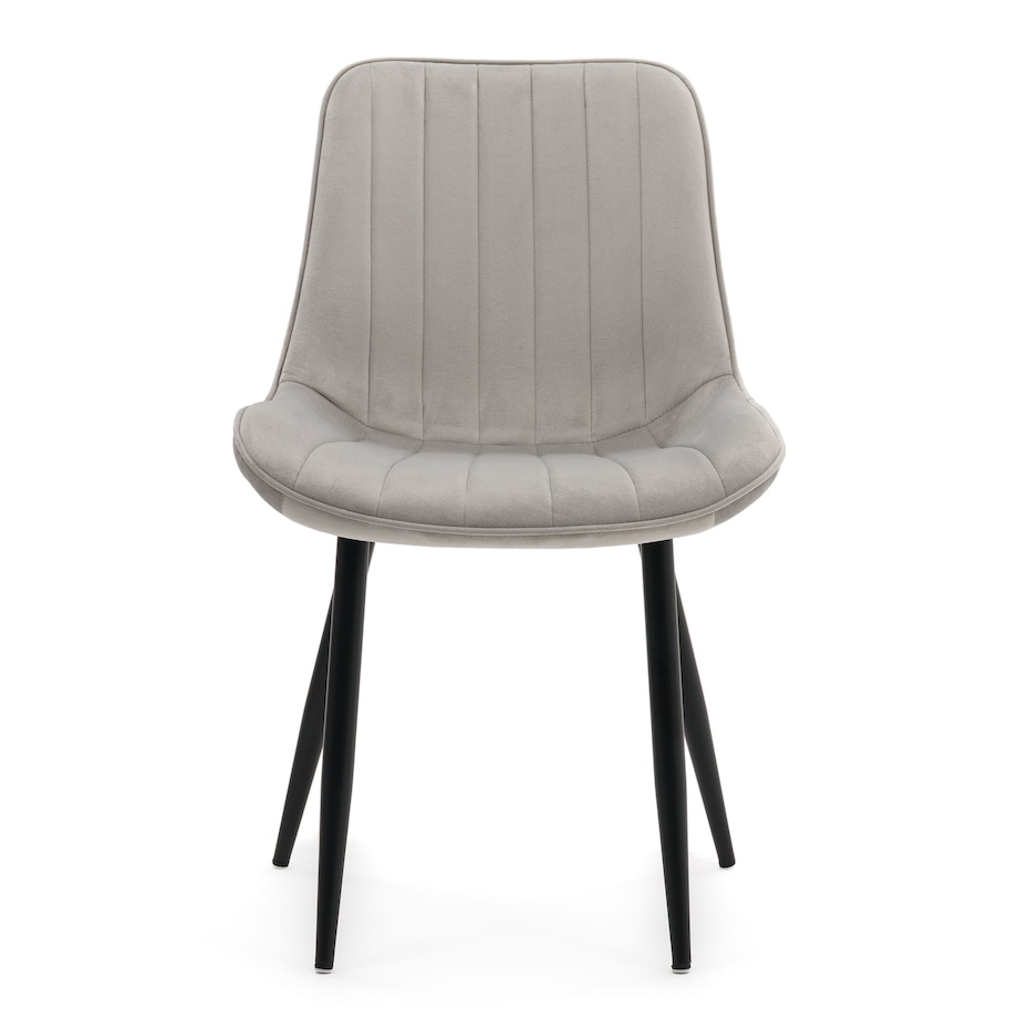 Krzesło welurowe tapicerowane ELVA szare do salonu jadalni na czarnych nogach