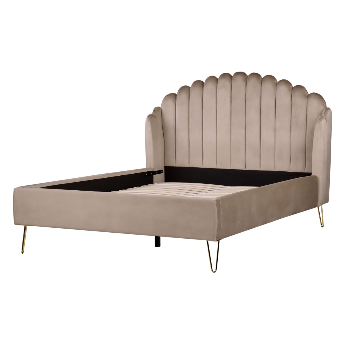 Łóżko Welur AMBILLOU 140 x 200 cm Beżowoszary