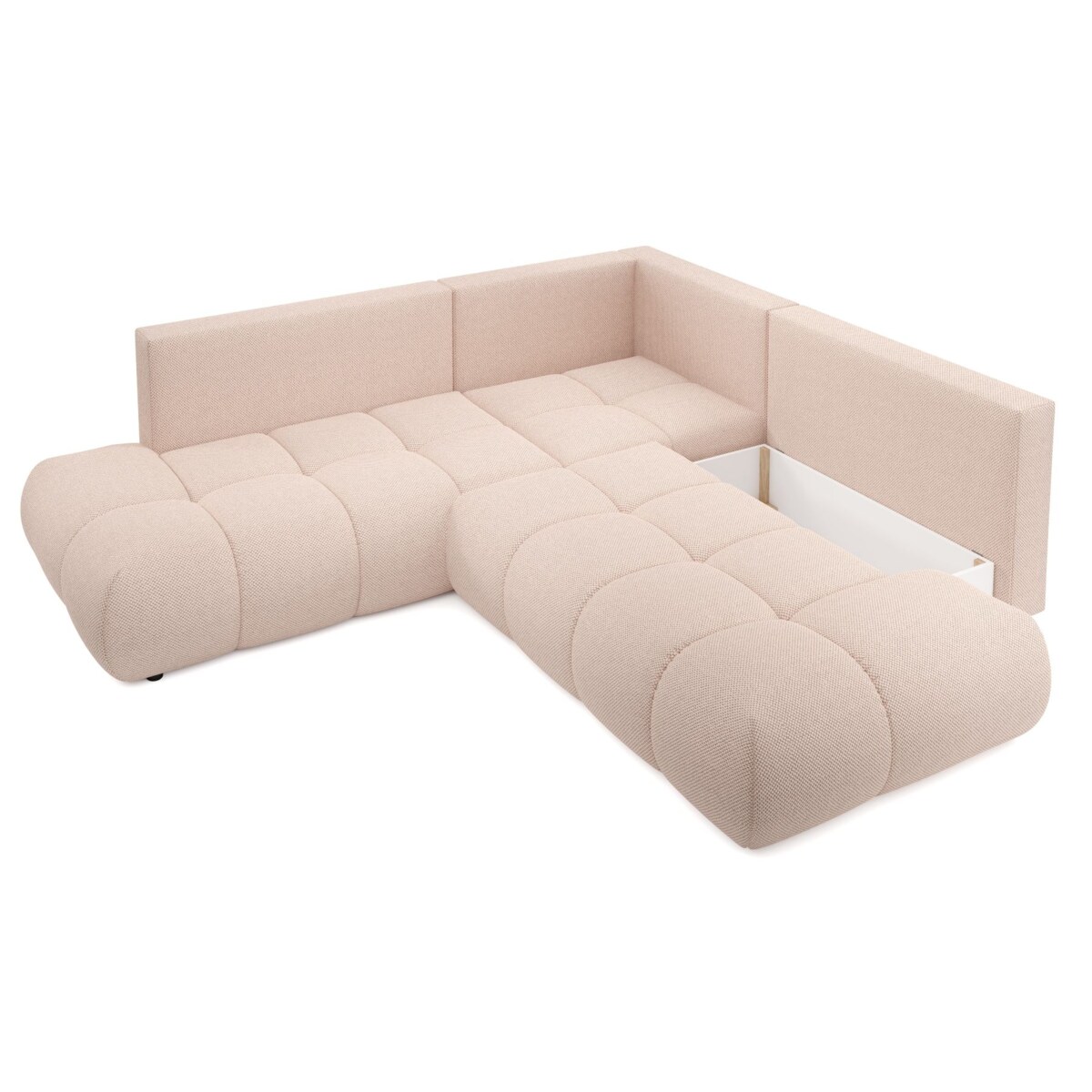 Narożnik pikowany, rozkładany z funkcją spania SOHI, Curio 60 - jasny róż