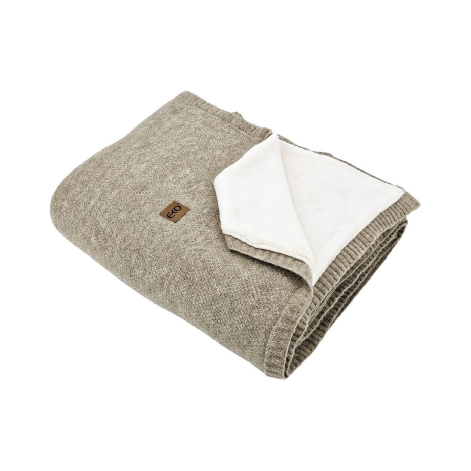 Koc dzianinowy z podszyciem futerkowym 150x200 cm – MILANO DUO TAUPE