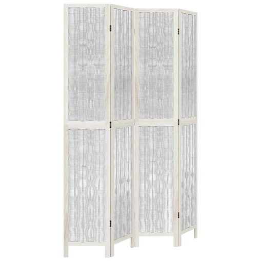 vidaXL Parawan pokojowy, 4-panelowy, biały, lite drewno paulowni