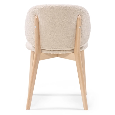 Krzesło SELMA - VIII jasnobeżowe/buk/boucle 79x48x48 cm