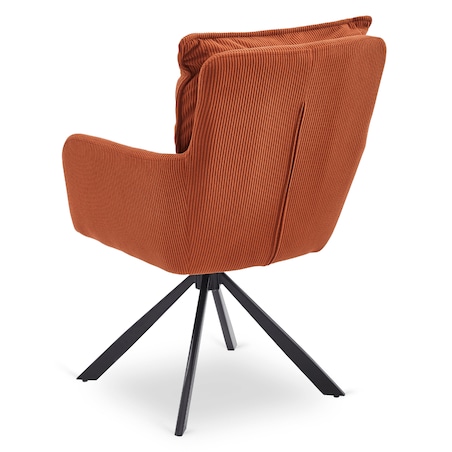 Krzesło Obrotowe Kubełkowe Tapicerowane Do Jadalni Sztruks Rudy CITY