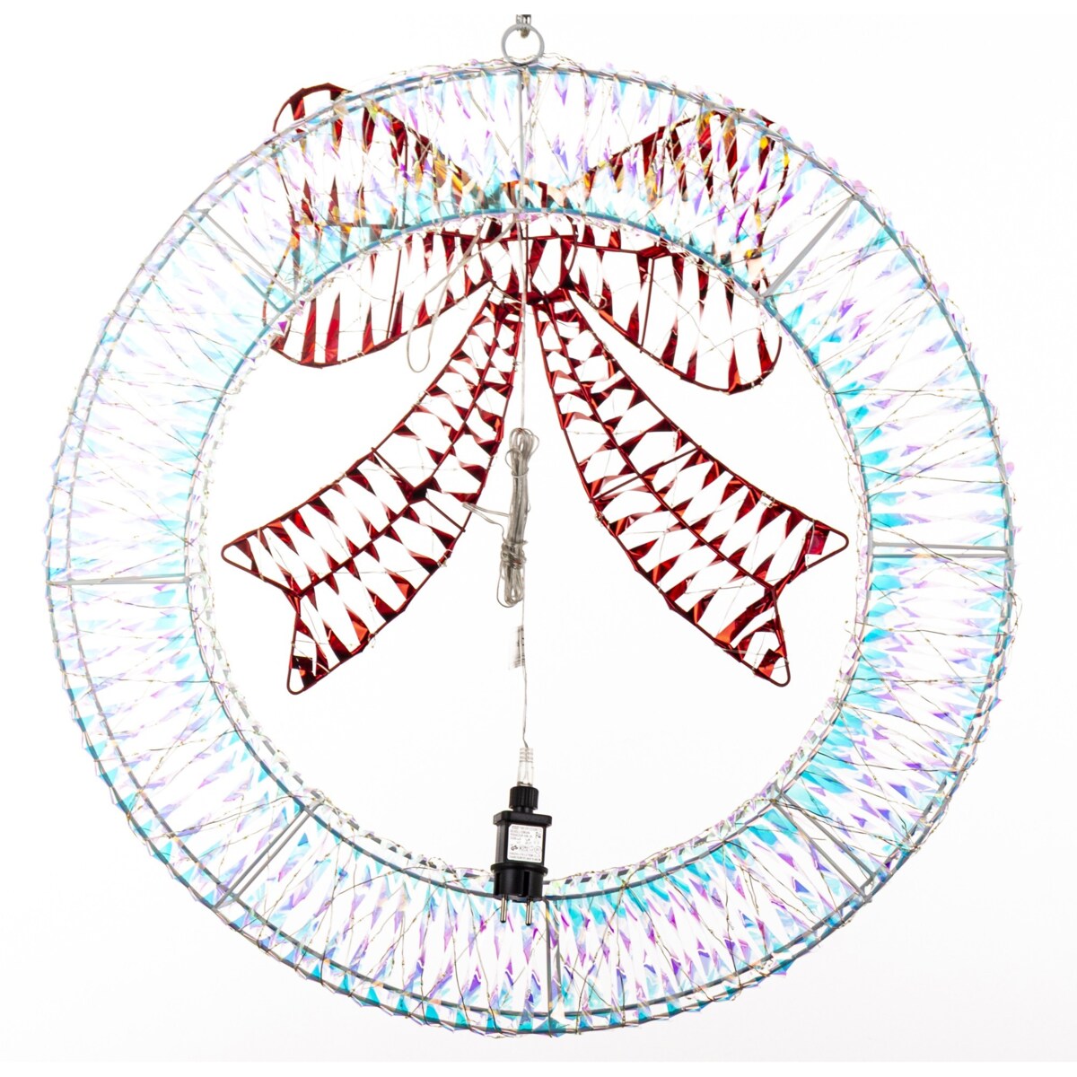 Wieniec ozdobny LED 72x70x13 cm LIKLI-2 biały z czerwoną kokardą