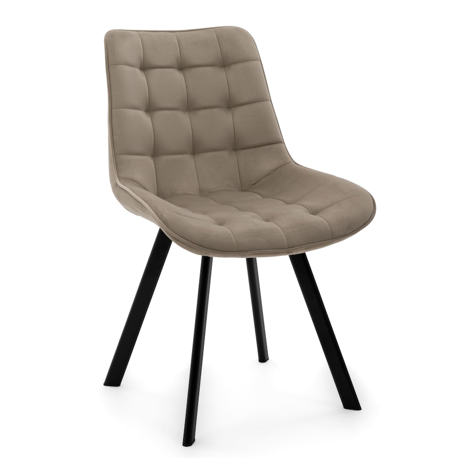 KRZESŁO TAPICEROWANE WELUROWE DO SALONU JADALNI GLAMOUR CIEMNOBEŻOWE TORI