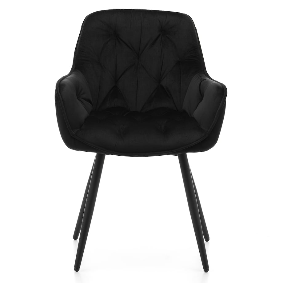 Krzesło tapicerowane pikowane do salonu jadalni welurowe SIENA czarne