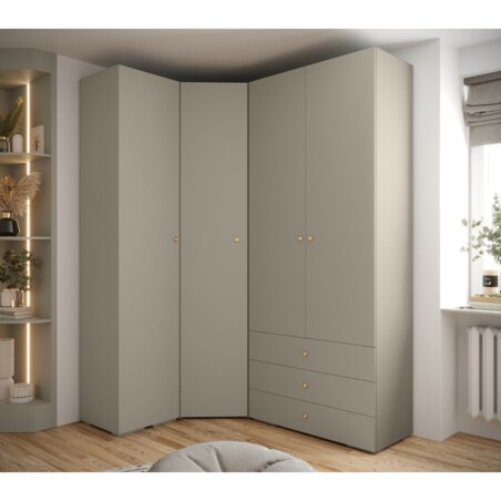 Garderoba wysoka do przedpokoju INOVA 2 Z6 kaszmir+złoty