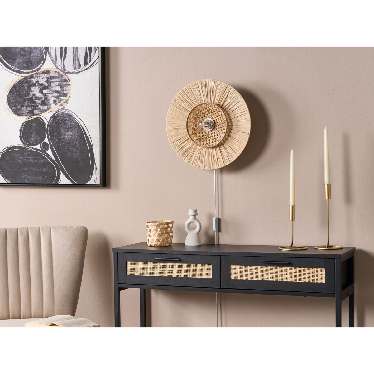 Lampa ścienna papierowa ⌀ 40 cm naturalna YAAPI