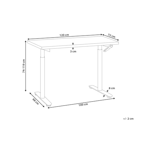 Biurko regulowane Manualny 120 x 72 cm Czarny DESTINAS