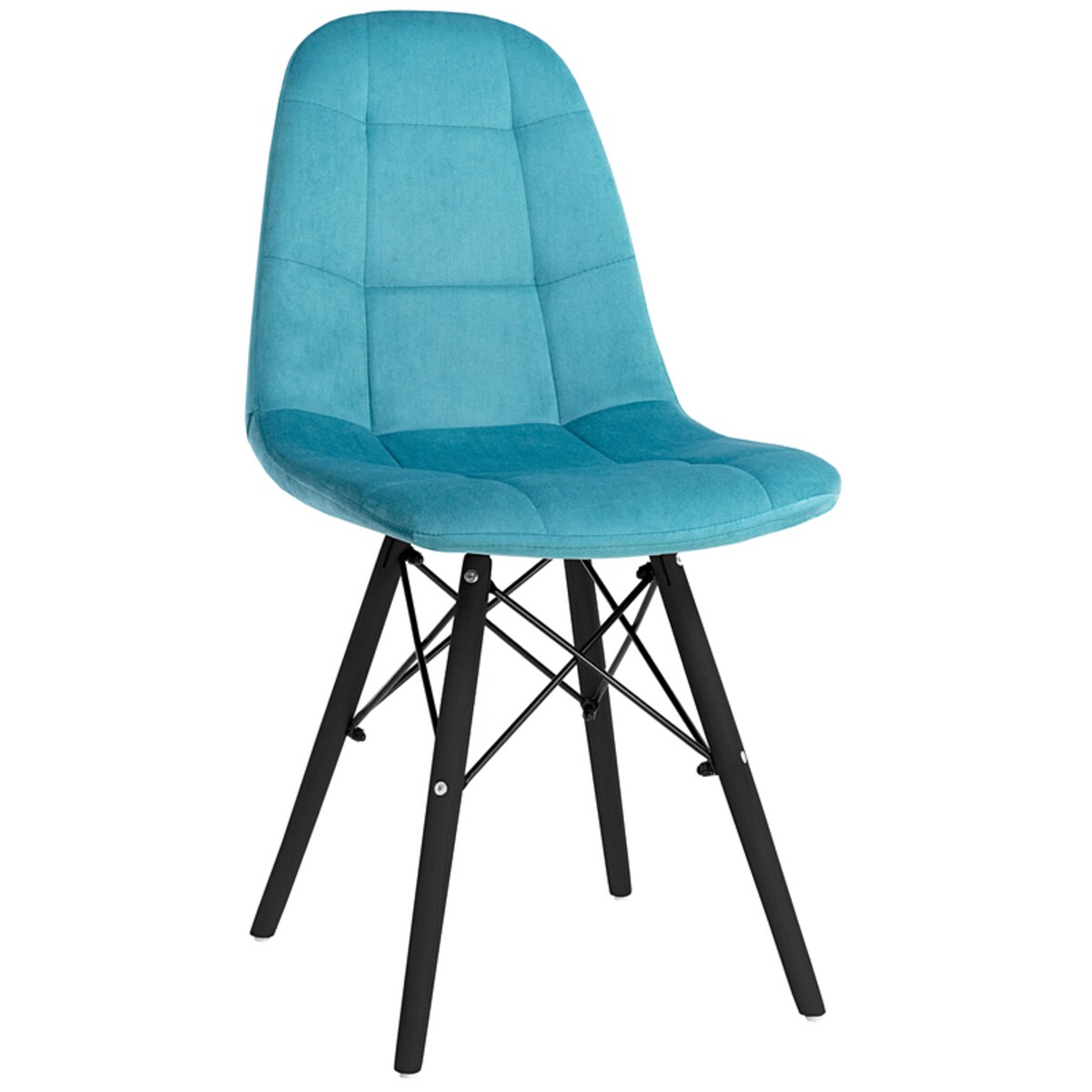 Krzesło tapicerowane turkusowe welurowe czarne nogi skandynawskie