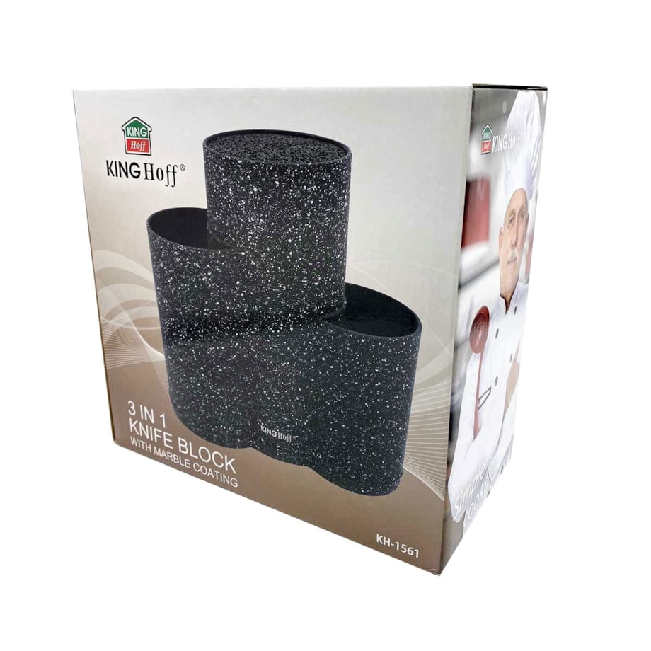 Uniwersalny blok stojak na noże do noży 3w1 czarny KINGHOFF