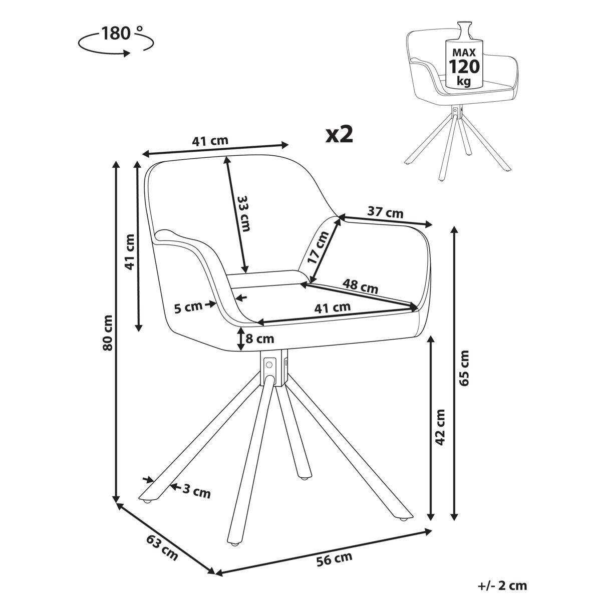Zestaw 2 krzeseł do jadalni LOURES Tkanina Jasnobeżowy