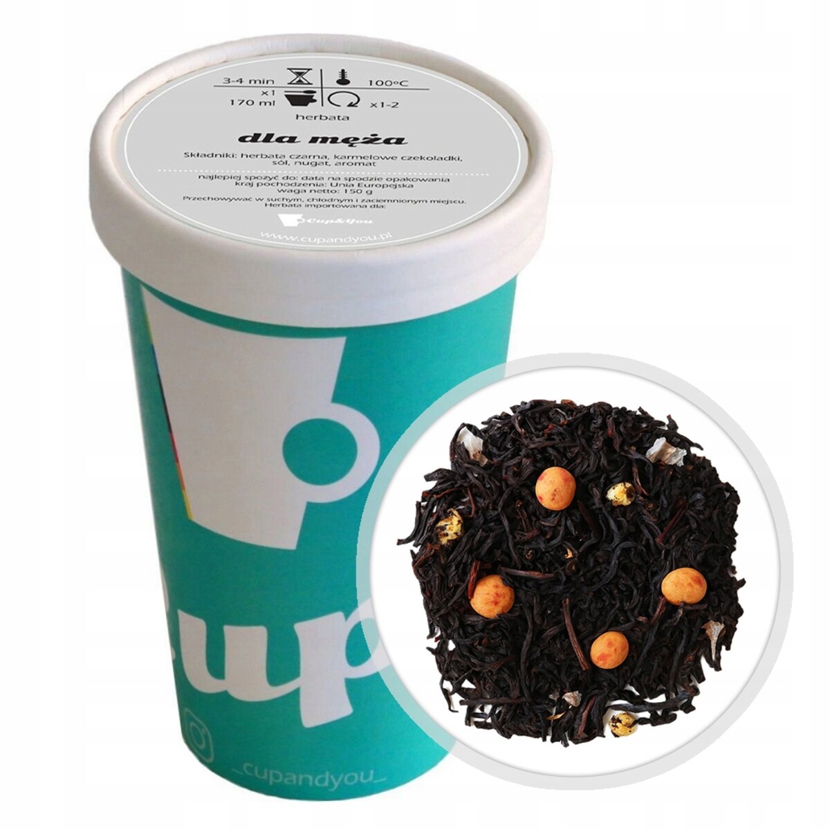Herbata czarna DLA MĘŻA sypana premium karmelowe czekoladki sól nugat 150g - herbata liściasta sypana mieszanka napar susz