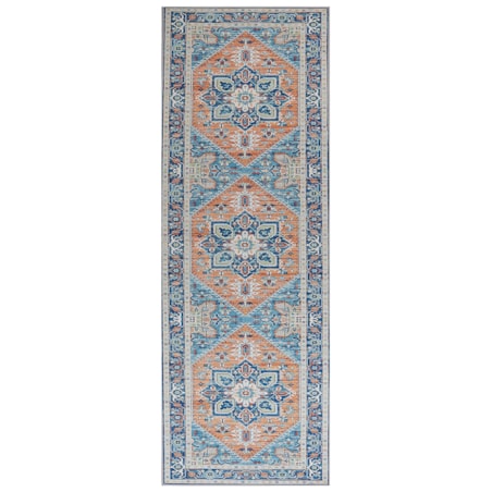 Dywan 70 x 200 cm niebiesko-pomarańczowy RITAPURAM