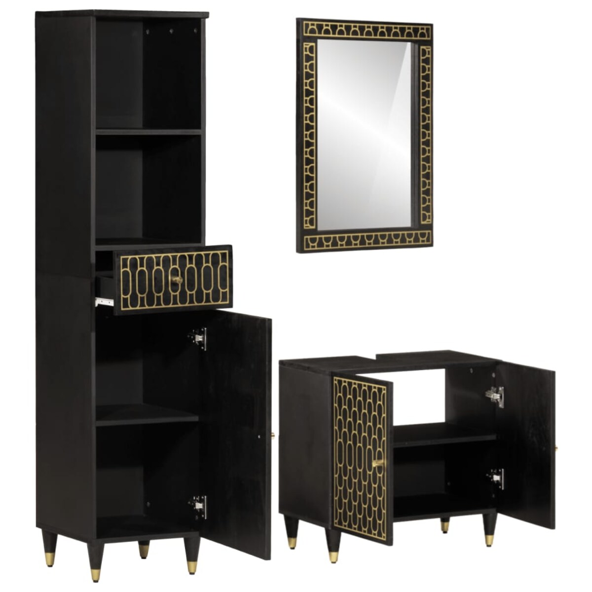 vidaXL 3-cz. zestaw mebli łazienkowych, lite drewno mango