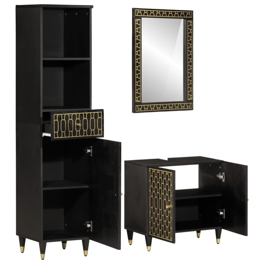 vidaXL 3-cz. zestaw mebli łazienkowych, lite drewno mango