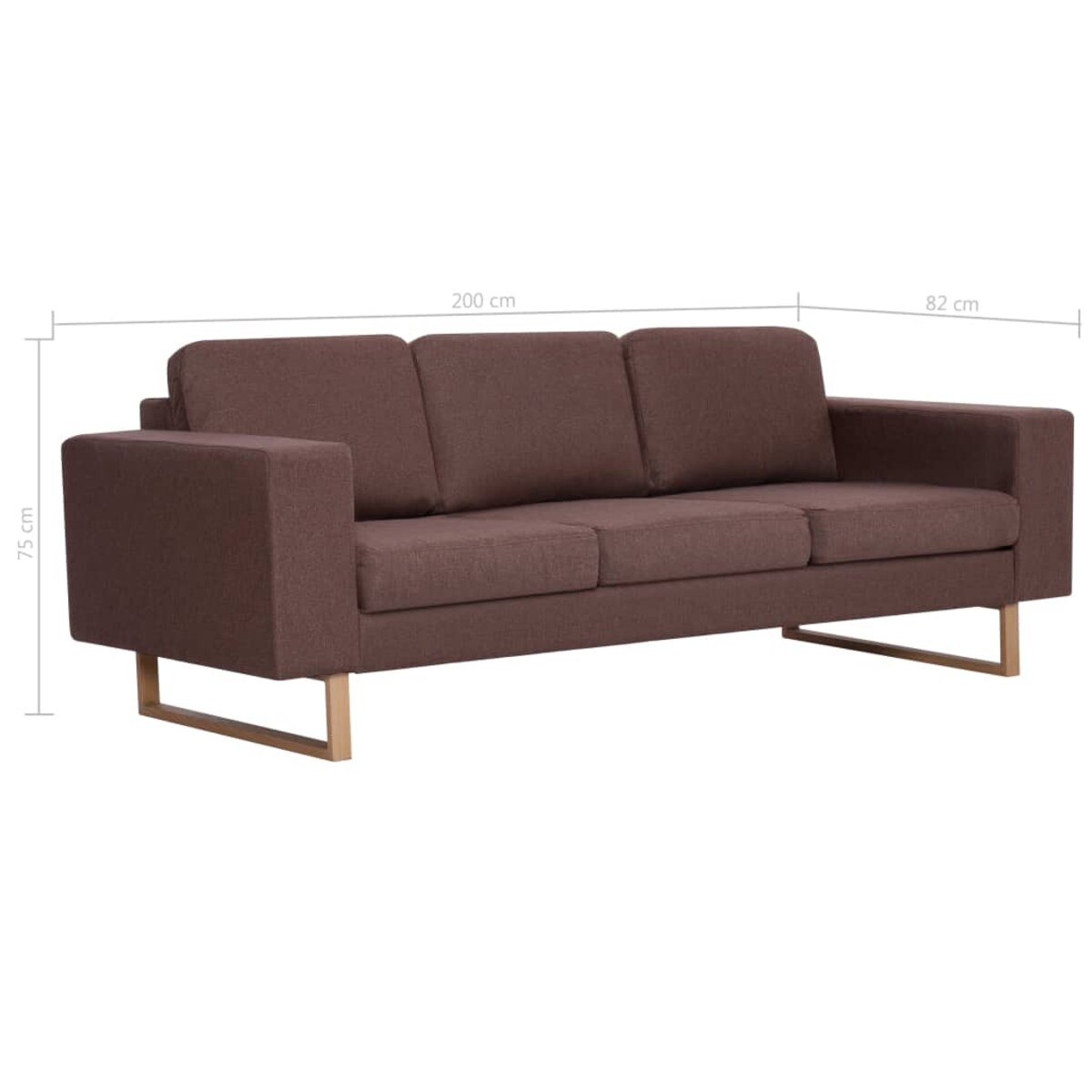 vidaXL 3-osobowa sofa tapicerowana tkaniną, brązowa