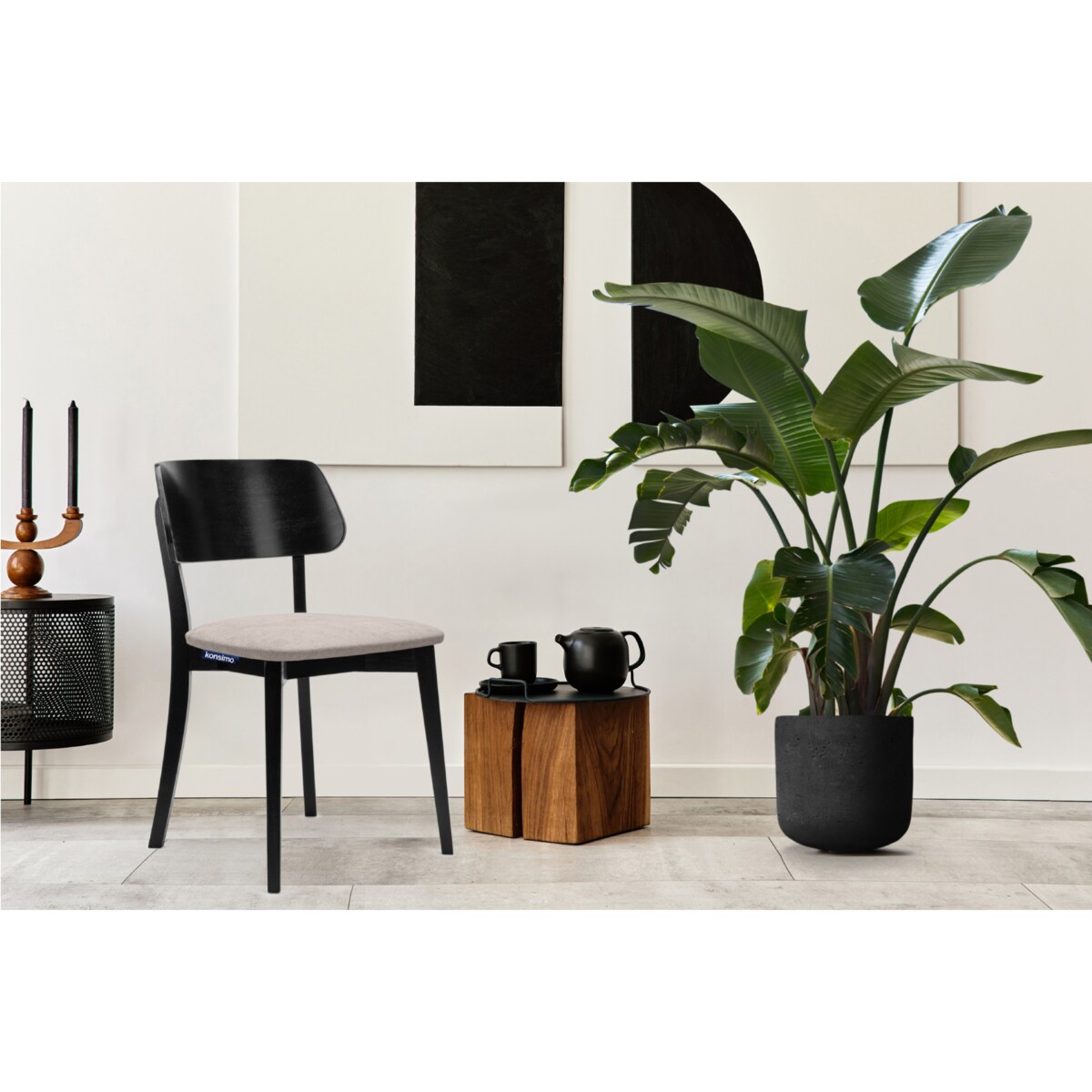 KONSIMO VINIS nowoczesne krzesła drewniane 2 sztuki w kolorze beżowym