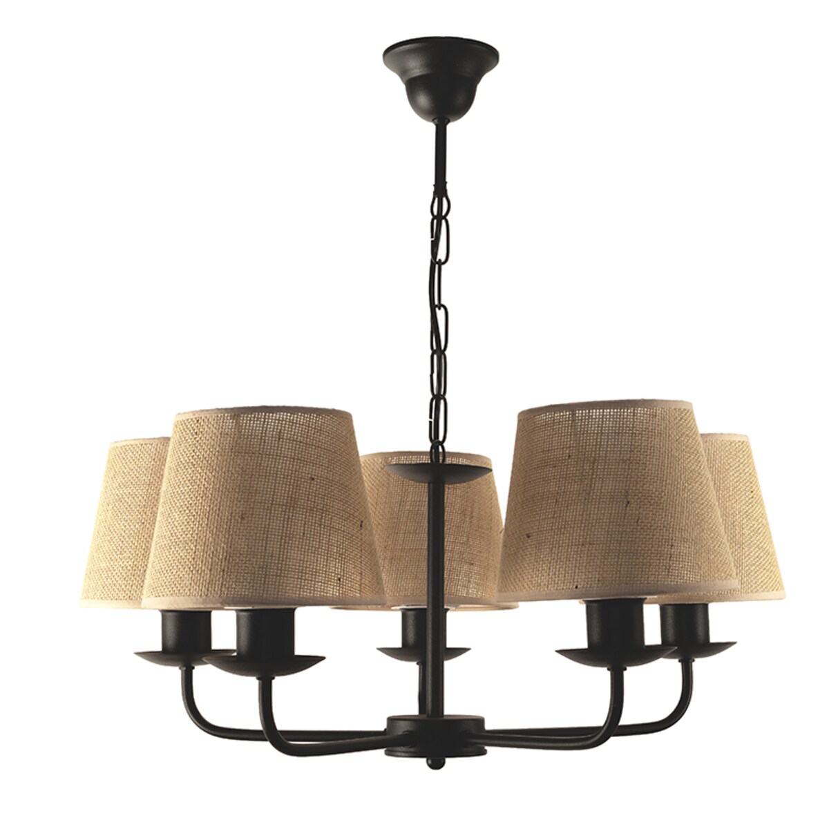 lampa wisząca boho 5 punktowa czarna edylit abażury z juty
