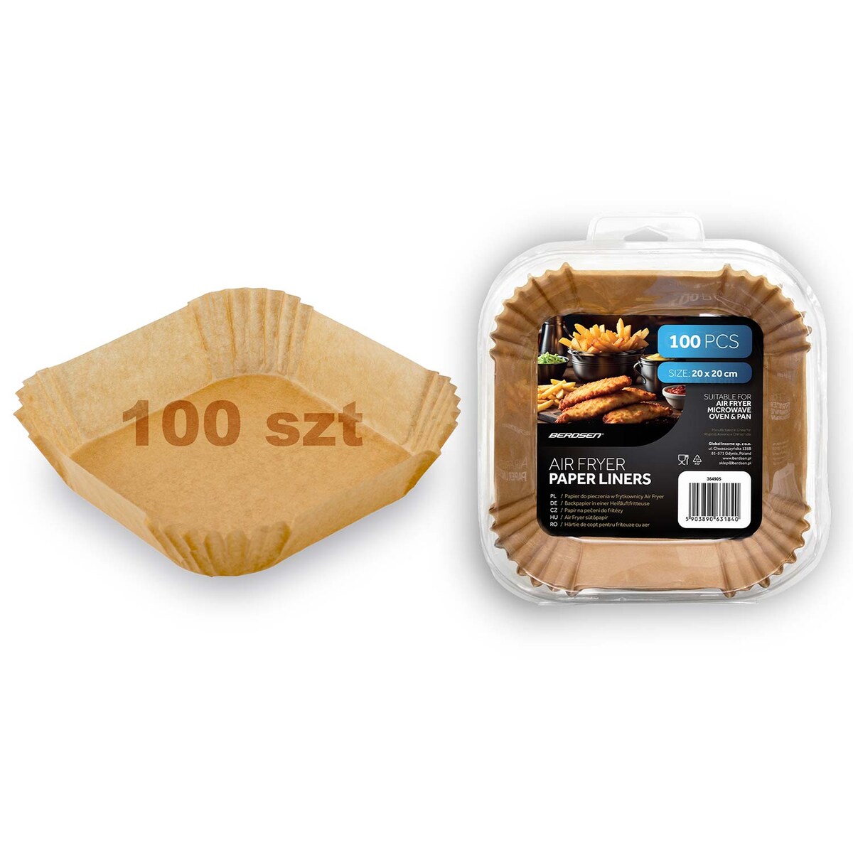 Papier do pieczenia Berdsen wkładki do frytkownicy 100 szt. 20 cm 364905