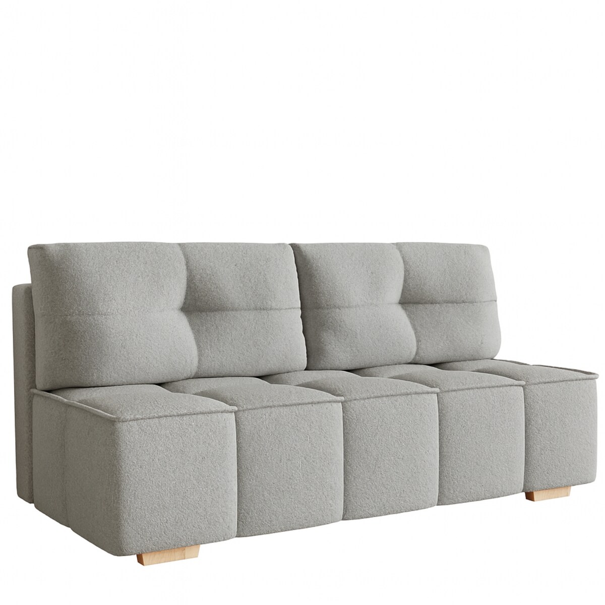 LORA Kanapa z funkcją spania tkanina boucle - szara