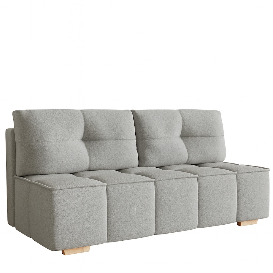 LORA Kanapa z funkcją spania tkanina boucle - szara