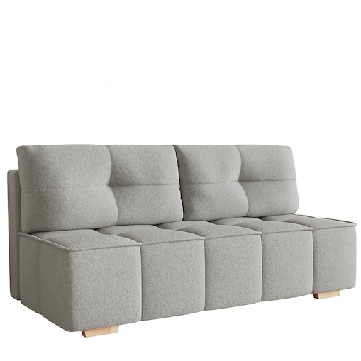 LORA Kanapa z funkcją spania tkanina boucle - szara