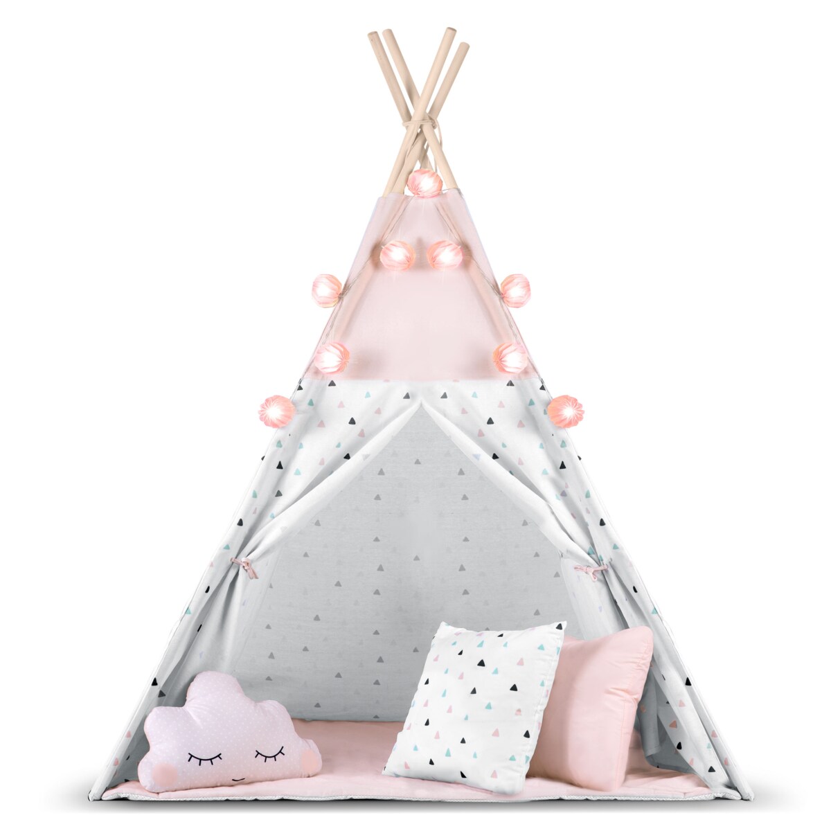 Tipi namiot wigwam dla dzieci teepee girlanda poduszki stabilizator Nukido