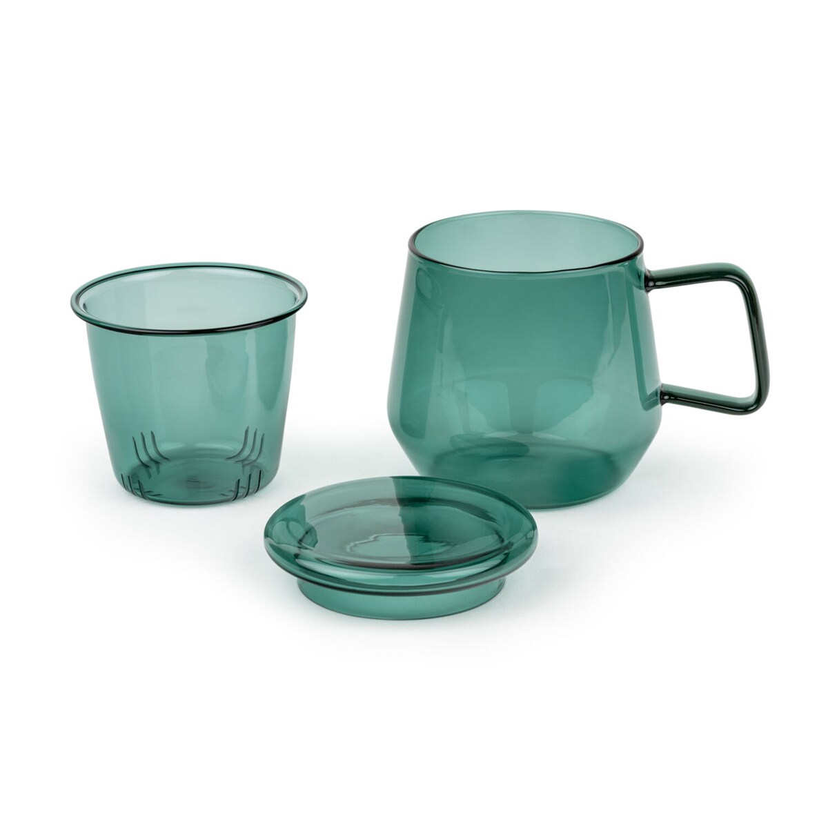 Kubek szklany z zaparzaczem Livorno 290ml - zielony / Bredemeijer