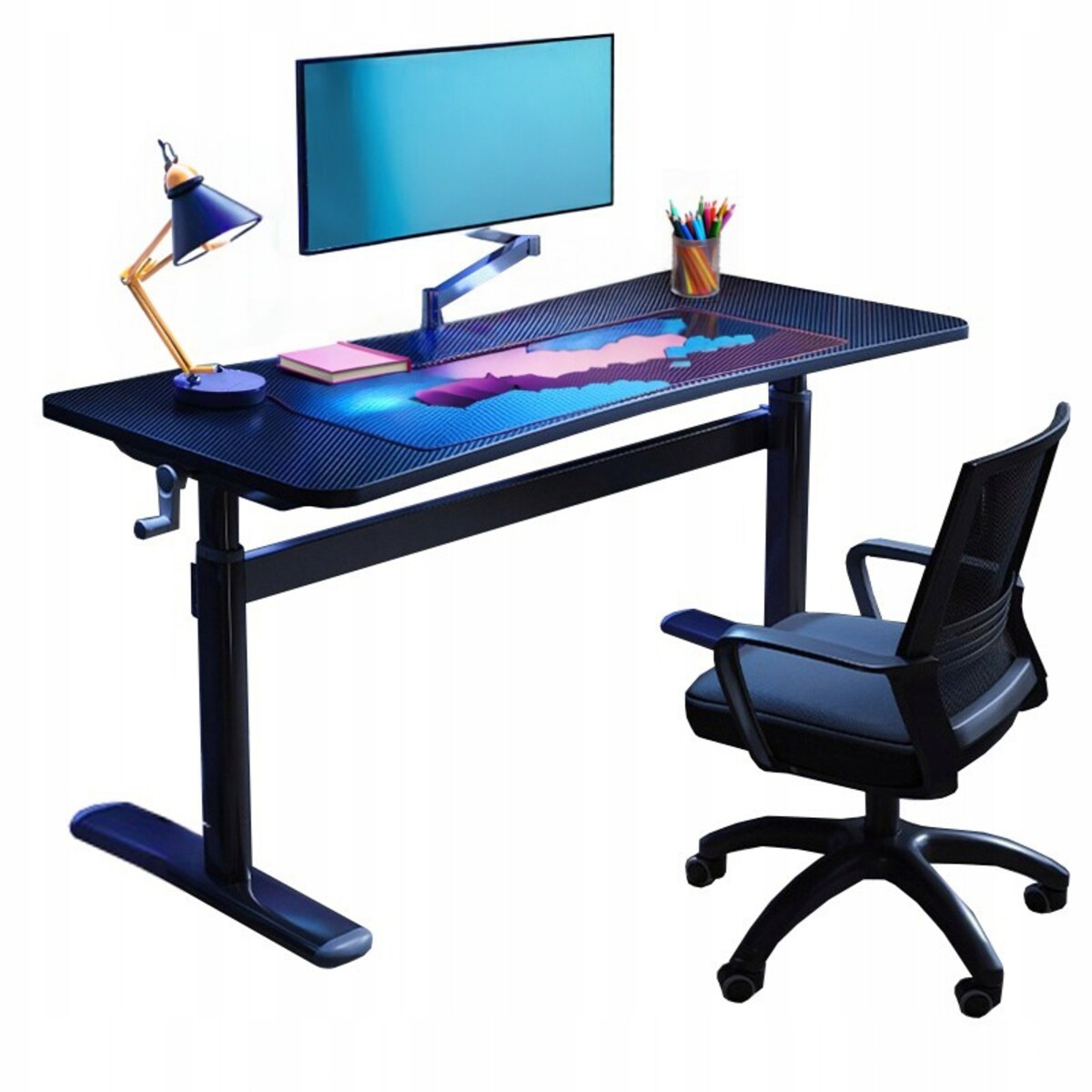 Biurko Regulowane Dziecięce Komputerowe Gamingowe Stół Loft Czarne 100 Cm